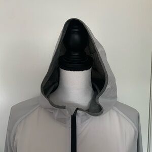 LuLuLemon Hooded Light Jacket-Large-zipper enclosure-water resistant-white/grey